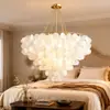 Restaurante de Conchas Estilo Francês Quarto Iluminação Minimalista Moderna de Madrepérola Sala de Estar Lustre Redondo em Forma de Pétala Concha de Ferro Estilo Americano
