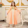 Vestido de Moda para Niña con Mangas Largas y Diseño Falso de Dos Piezas, Vestido Formal Infantil, Elegante Vestido Largo Transfronterizo con Mangas de Linterna para Niñas