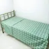 Juego de Ropa de Cama de Tres Piezas de Algodón para Cama Individual, Funda Nórdica a Cuadros Verdes y Blancos, Sábana y Funda de Almohada para Dormitorios y Residencias de Ancianos, Al por Mayor en Stock