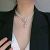 Collar de perlas de colores apiladas largas, de lujo, ligero, estilo francés, cadena de clavícula elegante y sencilla, collar retro de alta calidad para mujer