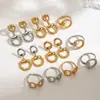 Wanxing Aretes de acero inoxidable con combinación de colores de hilo, hebilla de herradura, sentido de diseño, nicho, anillo de apertura, acero de titanio, no se decolora