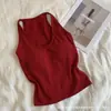 Colete 925 # Escovado em Forma de I para Outono e Inverno, Gola Halter, Alça Traseira Quente e Bonita, Bojo, Colete Simples e Versátil Tudo-em-Um