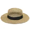 Chapéu de Palha do Panamá Chapéu de Sol de Praia com Pequenos Recortes, Chapéu Versátil Natural de Férias com Aba Reta