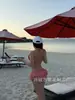 Novo Biquíni Sexy Listrado Estilo Ins para Seios Pequenos Roupa de Banho para Fontes Termais Roupa de Banho de Duas Peças Estilo Saia Xadrez Emagrecedora