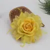 2025 Seis Hojas Cabeza de Flor Grande Sombrero de Flor Ropa de Flor Amazon Moda Europea y Americana Tela Brillante Pluma Flor Artificial 910