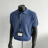 Nova Blusa Masculina Jacquard Tricô Retrô Camisa Polo Manga Curta Camiseta Masculina Americana Cor Sólida Ligeiramente Madura Básica Primavera Verão