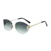 Moda Transfronteriza Europea y Americana Metal Gafas de Sol para Mujer Miaojia Tendencia Fotografía Callejera Gafas de Sol con Visera Curva Gafas para Mujer