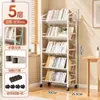 Estantería de almacenamiento para libros de pie, móvil con ruedas, multicapa, para el hogar, almacenamiento de snacks para niños, carrito pequeño, librero simple