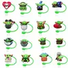 Ventas Directas de Fábrica Serie Yoda Tapas de Paja Reutilizables Goma Suave DIY Tapa Antipolvo para Bebidas Accesorios de Cubierta para Popotes