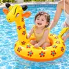 Fabricante Atacadista de Boia Inflável de PVC em Formato de Girafa para Assento Infantil Desenho Animado Dinâmico para Bebês e Crianças Pequenas Piscina de Água Brinquedos de Água para Praia