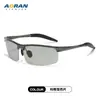 Óculos de Sol de Alumínio-Magnésio para Homens, Óculos de Sol com Meio Aro de Metal para Dirigir 8177, Óculos de Sol Polarizados que Mudam de Cor para Esportes de Ciclismo