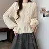 Nuevo Suéter de Punto Grueso con Cuello Redondo, Cintura Ajustada, Adelgazante, para Mujer, Tallas Grandes, Versátil, Cubre Rollitos, Otoño/Invierno 2026