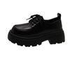 Zapatos de cuero de suela gruesa estilo británico para mujer, primavera 2025, nuevos, negros, combinables, Jk, de una sola capa, con plataforma, mocasines, de moda.