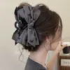 Presilha de Cabelo com Laço de Tecido para Mulheres, Presilha de Tubarão para Acessório de Cabelo na Parte de Trás da Cabeça, Grampo Simples, Ornamento de Cabelo com Presilha Atmosférica
