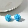 "Azul Hielo" Pendientes de Hortensia Azul Fresco de Verano con Cuentas, Pendientes de Flor Blanca, Pendientes Estilo Vacaciones