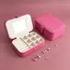 Caja de Joyería Portátil Rectangular, Caja de Almacenamiento de Joyería Simple, Caja de Joyería para Anillos de Oro y Gomas para el Cabello con Espejo, Antioxidation