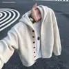 Cardigan com capuz cor aveia cleanfit masculino outono malha grossa solto casual jaqueta de casal