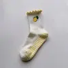 Calcetines de Yoga para Mujer, Calcetines de Media Pantorrilla con Bordado de Encaje, Diseño de Frutas, Calcetines Deportivos Profesionales Antideslizantes para Pilates, Fitness, Suelo, Transfronterizo