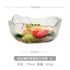 Tigela de vidro com borda dourada criativa japonesa irregular para salada de frutas padrão martelado resistente ao calor para micro-ondas louça para lavar chá transfronteiriça