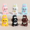 Figuritas de Conejo con Lazo de Dibujos Animados de Resina, Accesorios para Manualidades, Decoración de Escritorio para Paisajes en Miniatura, Adornos Pequeños