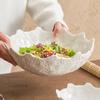 Tazón de Encaje con Patrón de Roca para el Hogar Especial Bonito Tazón para Ensalada de Frutas Vajilla con Forma de Hotel Tazón Grande de Cerámica para Sopa