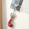 Llavero de Metal de Gatito Lindo, Llavero Creativo de Coche Incrustado con Diamantes, Colgante para Bolso, Regalo de Vacaciones al por Mayor