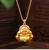 Tienda de Oro Mismo Estilo Oro Antiguo Incrustado con Diamantes, Buda Maitreya de Vientre Grande Alta Retención de Color Colgante Buda Sonriente Cadena de Suéter Collar para Hombres y Mujeres