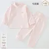 Conjunto de Algodón Copo de Nieve para Bebé Cintura Alta Protección de Barriga Top y Pantalón de Otoño Clase A Ropa Interior Infantil Conjunto Separado Pijama para Casa
