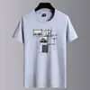 Camiseta de Manga Curta para Homem, Verão 2026, Algodão Puro de Manga Meia-Manga para Homem, Casual Solta, Top de Marca Tendência, Camiseta, Camiseta Básica