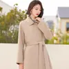 Fábrica de vestuário feminino atacado 2026 outono e inverno novo estilo lapela longo casaco de cashmere dupla face jaqueta de lã mista para mulheres