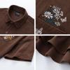 Camisa de Pana Bordada de Manga Corta Estilo Retro Americano Xiaozouju para Hombres y Mujeres Verano Nuevo Holgada Casual Camisa de Pareja