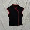 Estampa de Padrão Primavera e Verão Gola Halter Sem Mangas Colete Garota Picante Slim Fit Gola Qipao Vários Estilos Tops Atacado Feminino