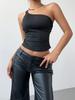Moda Transfronteriza para Mujer 2025 Sexy Espalda Descubierta Cintura Un Hombro Chaleco de Mujer Temperamento de Alta Gama Color Sólido Adelgazante