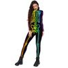 2024 Halloween Europeo y Americano Nuevo Producto Estampado Colorido de Esqueleto Humano Carnaval Juego de Roles Disfraces de Una Pieza para Hombre y Mujer