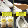 Sapatos Brancos de Couro Bovino de Primeira Camada para Mulheres com Forro Simples e Veludo Respirável Lançamento Primavera/Verão 2025 Novo Estilo Esportivo Casual com Sola Grossa Sapatos Forrest Gump