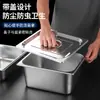 Recipiente Retangular de Aço Inoxidável 304 com Tampa para Loja de Salada de Frutas, Food Truck, Estação de Aquecimento, Buffet e Cafeteria