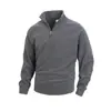 Venta Caliente Europea y Americana Otoño e Invierno Nuevo Vellón de Coral Cremallera Cuello Alto Suéter Sudadera para Hombre Color Sólido Simple Ropa Casual para Hombre
