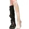 Calcetines de rejilla estilo Miu calados, cómodos y versátiles, calcetines de punto holgados estilo japonés, calcetines largos de encaje hasta la pantorrilla
