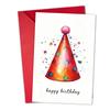 Compra Direta Transfronteiriça de 1 Conjunto de Cartão de Cumprimentos de Aniversário Feliz em Aquarela e Envelope, Tamanho Grande, Cartão de Bênção de Aniversário Simples Escrito à Mão