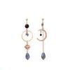 Pendientes de plata 925 con elegantes gotas de agua y borlas de luna con diamantes azules brillantes, asimétricos y largos, para mujer.