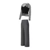 Conjunto de Yoga con Malla para Mujer, Auténtico Conjunto de Dos Piezas, Cubretop de Manga Larga, Cintura Alta, Pantalones Amplios Fluidos, Conjunto de Dos Piezas para Ejercicio de Pilates