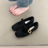 2026 Novos Sapatos Mary Jane Rasos de Uma Tira Estilo Retrô para Mulheres, Estilo Francês de Inverno Elegantes Sapatos de Salto Rasos com Bico Quadrado e Solado Macio para Noite