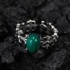 Anillo de plata de ley S925 con malaquita natural, ojo de tigre, color verde, con diseño hueco, abierto, a la moda, para mujer, venta al por mayor