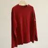 Una Camiseta Interior Muy Práctica~ Camiseta Roja de Manga Larga para Mujer, Básica Versátil de Cuello Redondo Holgada, en Stock para Ventas en Vivo