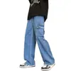 Pantalones Cargo de Mezclilla Lavada Amplios, Holgados, con Bolsillos Grandes, Estilo Retro Americano, Modernos, Transfronterizos, Casuales para Papá Nuevo
