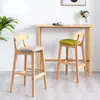 Silla de Barra de Madera Maciza para Hogar con Respaldo Taburete Alto Estilo Escandinavo Silla de Recepción para Tienda de Té con Leche Silla de Barra Moderna Moda R