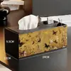Caja de almacenamiento de pañuelos de cuero estilo retro chino para escritorio, caja organizadora multifuncional vintage para control remoto de encimera