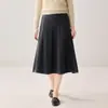 ¡Casual y versátil! Falda midi 100% cachemira pura para mujer, con diseño de línea A plisada, perfecta para otoño e invierno