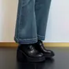 Botines de mujer con cordones de piel suave que aumentan la altura, colección otoño/invierno 2026, estilo británico, tacones altos gruesos, botines de suela gruesa, calzado retro y elegante