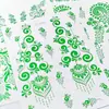 Novos Adesivos de Tatuagem de Henna Florais Verde Prata Indianos Casamento Mão Costas Videira Adesivos de Tatuagem à Prova d'Água Longa Duração
